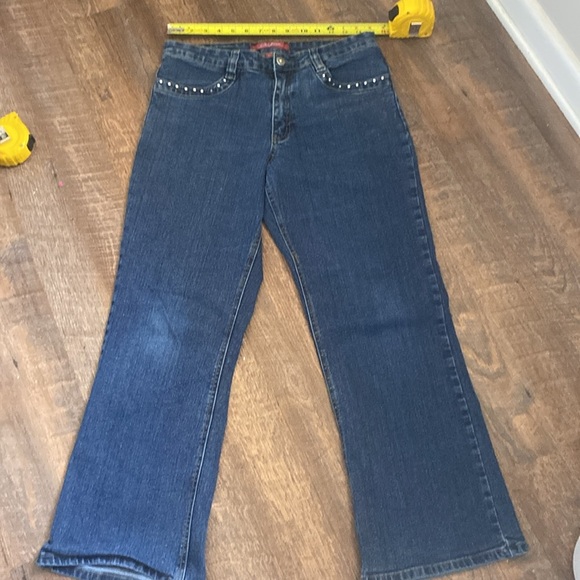 VNTG COS JEANS FLARE LEG W/EMBELLISHED RHINESTONE DETAILING MID RISE STRETCH - Picture 9 of 11